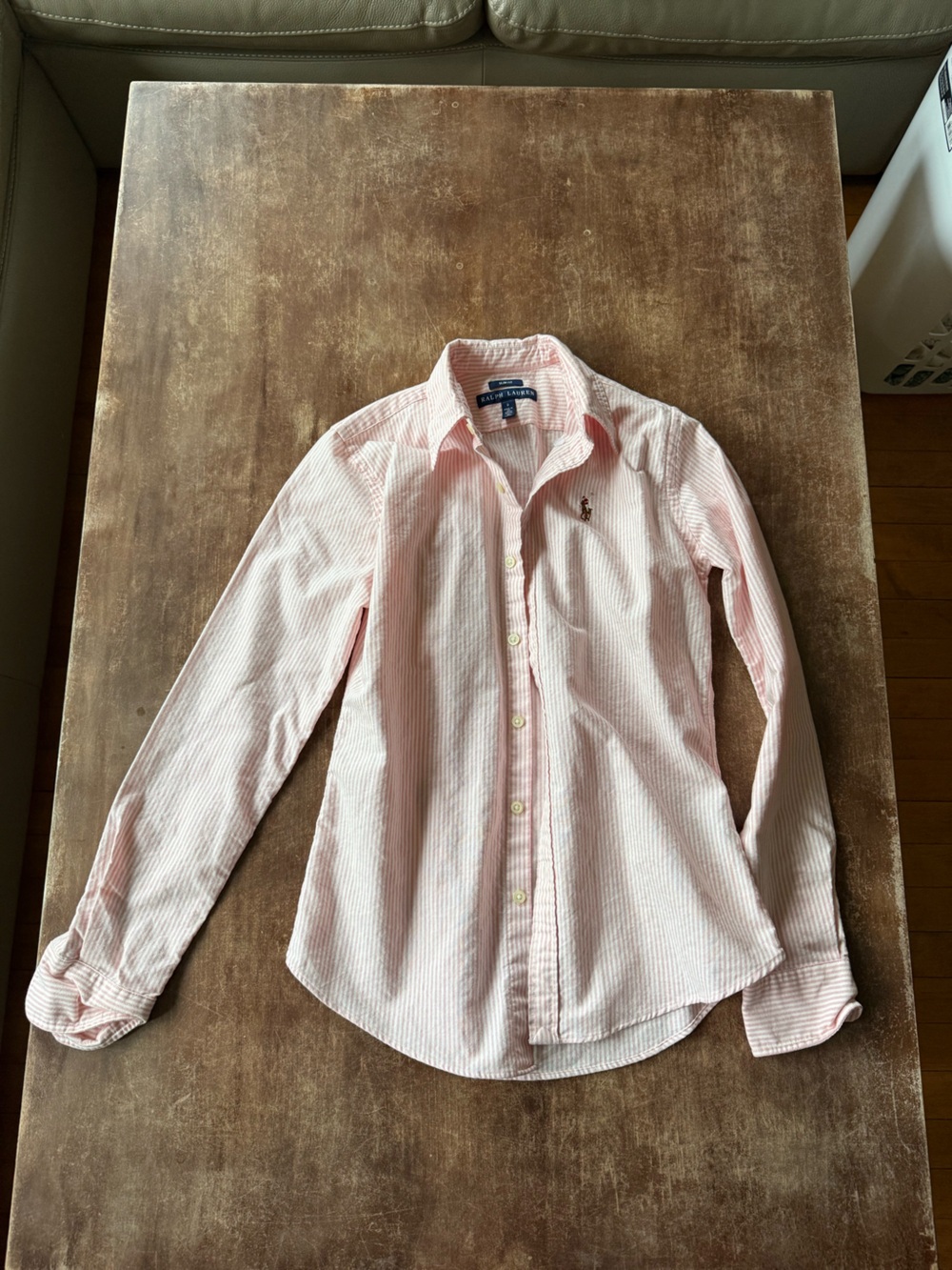 Ralph Lauren Light Pink & White Striped Button-Down Shirt